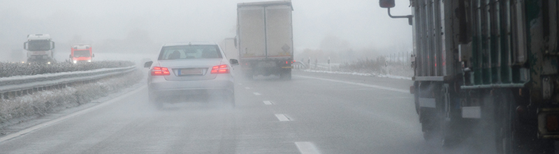Freeway Accidents Car driving on the freeway in bad weather